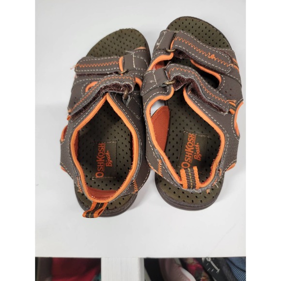 Oshkosh Toddler quick close strap Sandals. Brown/Orange size 11.5-12 - Picture 6 of 9